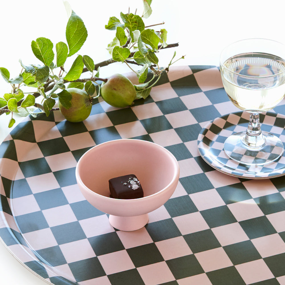Grand plateau rond Damier