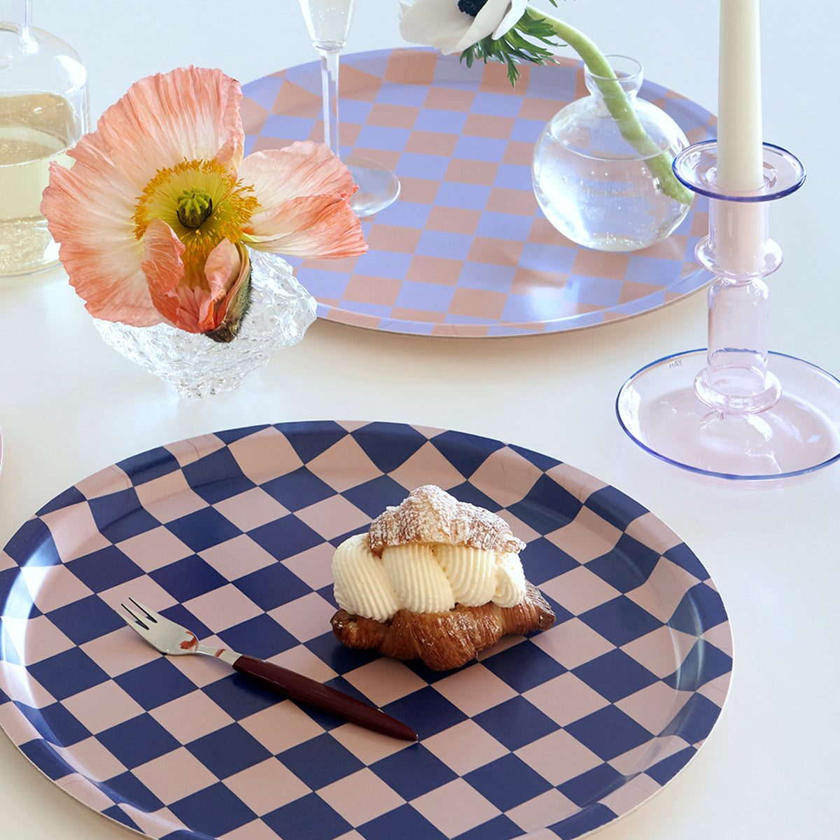 Plateau rond Damier