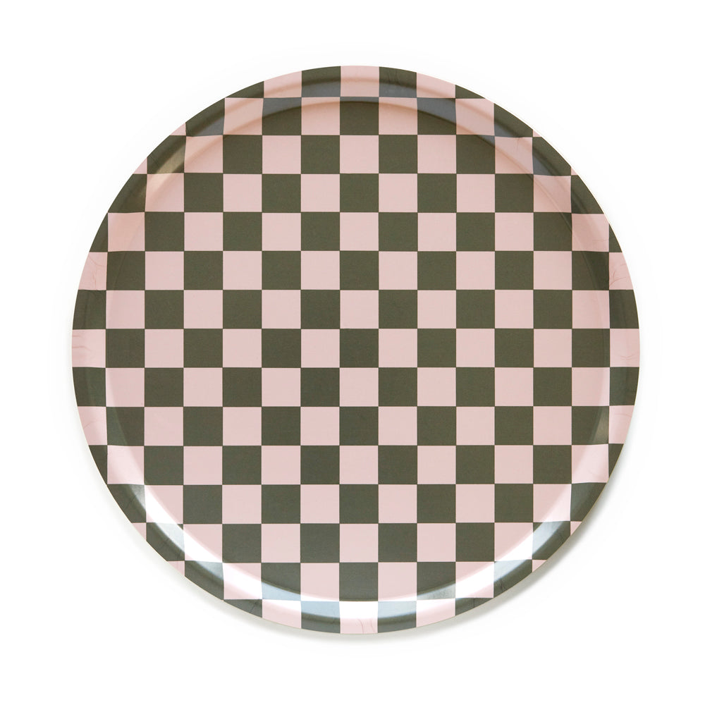 Grand plateau rond Damier